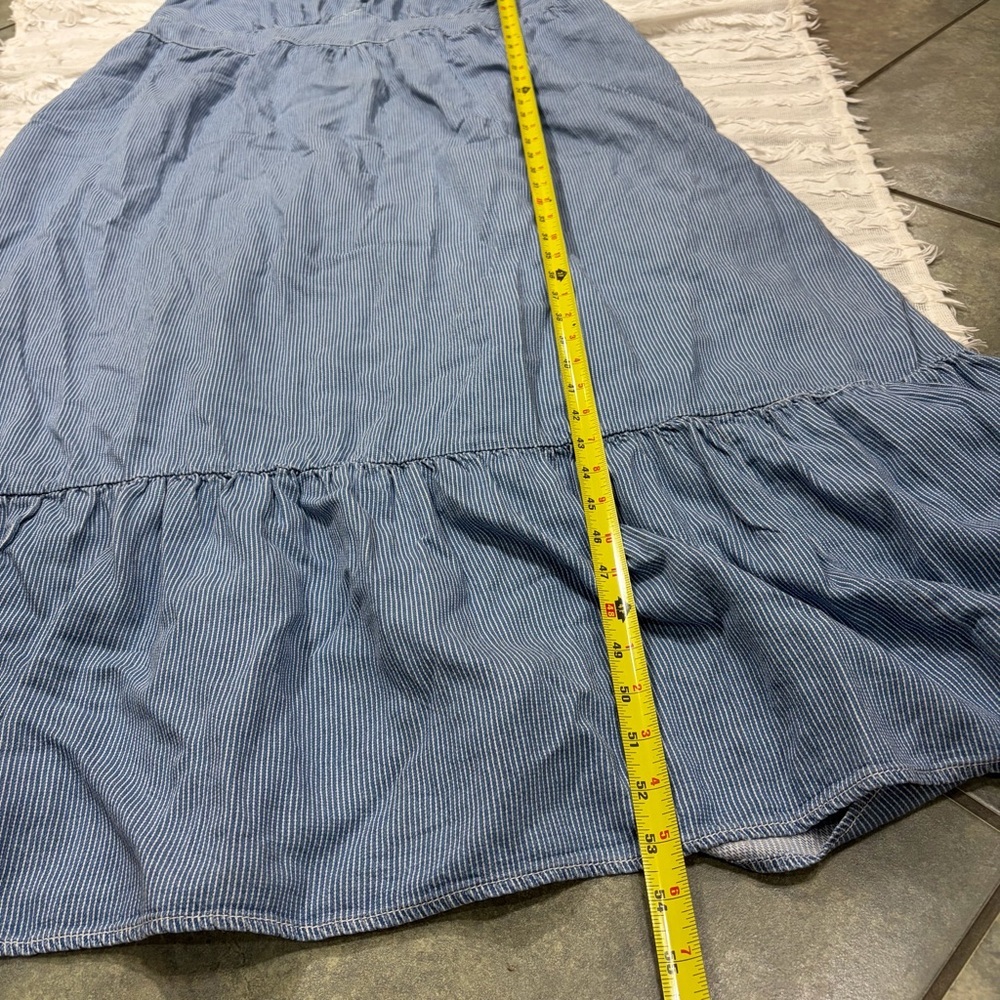 NWT Lane Bryant Dress “Denim” White Stripe Tiered Midi Dress Sz 18 Coastal Boho - Picture 10 of 11